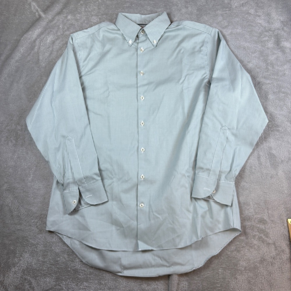 Charles Tyrwhitt Shirts Mens 16.5/34 Classic Fit Non-Iron Gingham Green White